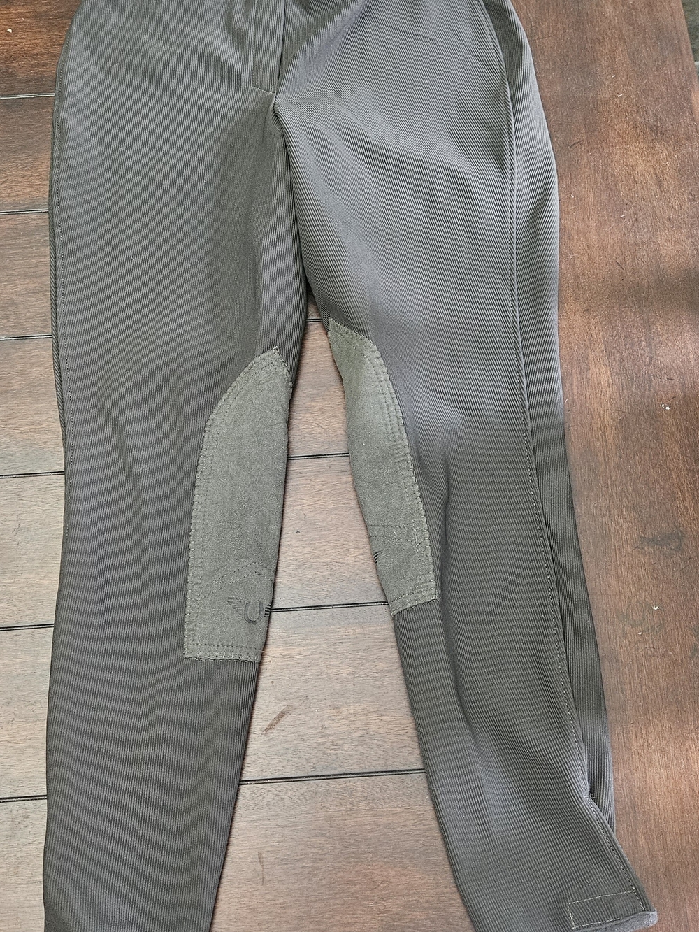 Ovation Ladies Riding Breeches Sz 32 Dark Charcoal Suede Knee Patch Equestrian